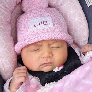 Personalized Knit Preemie Beanie: Newborn Baby Hat, Photo Prop