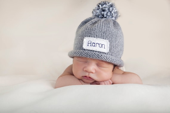 Monogram Baby Boy Winter Hat Baby Boy Hat Personalized Hat Knit Baby Hat Newborn Baby Girl Hat Baby Baby Shower New Baby Preemie Etsy