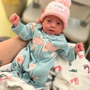 Personalized Micro-Preemie Knit Hat: NICU Baby Name Announcement