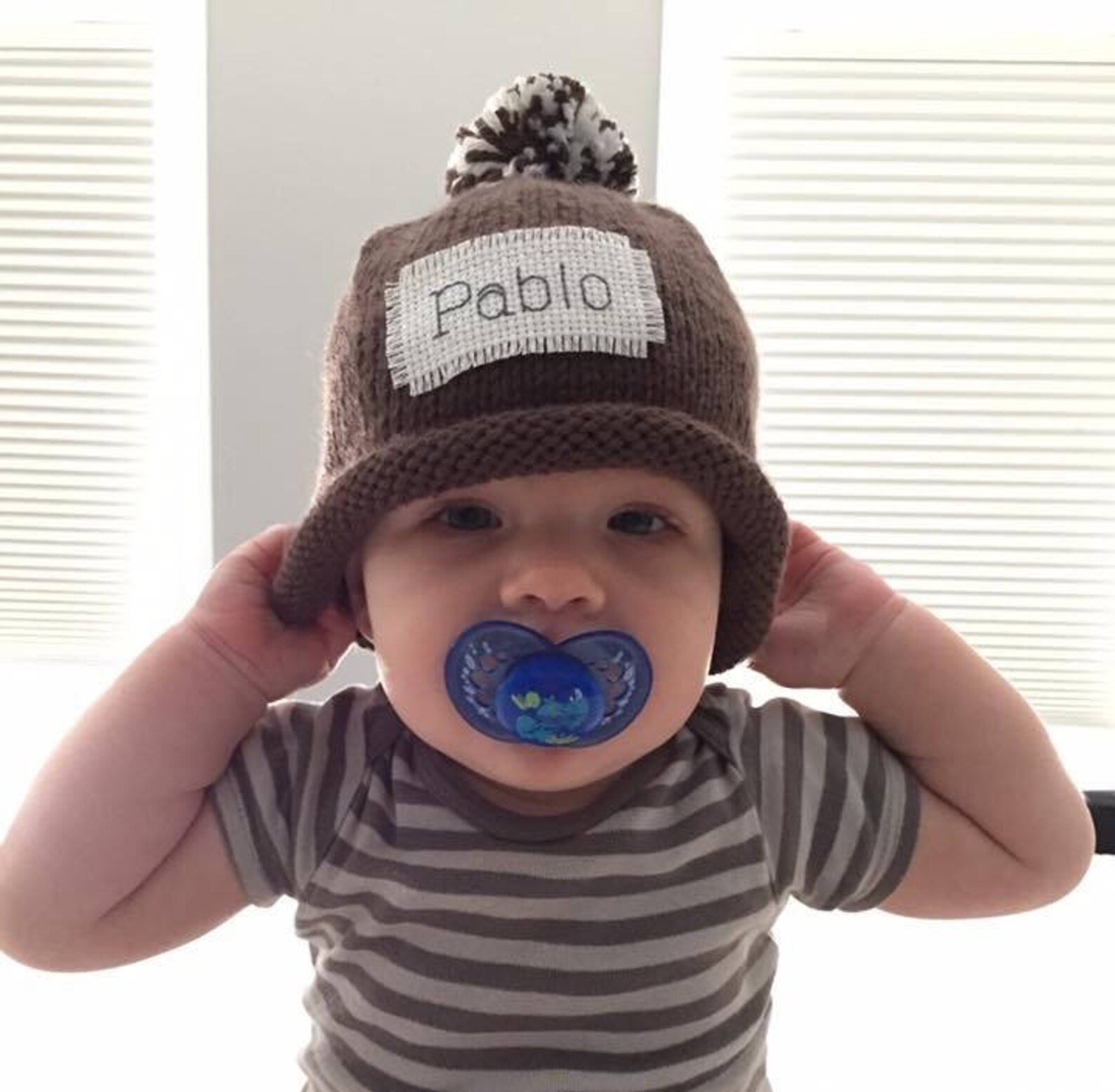 Monogram baby boy winter hat Baby Boy hat Personalized hat Etsy