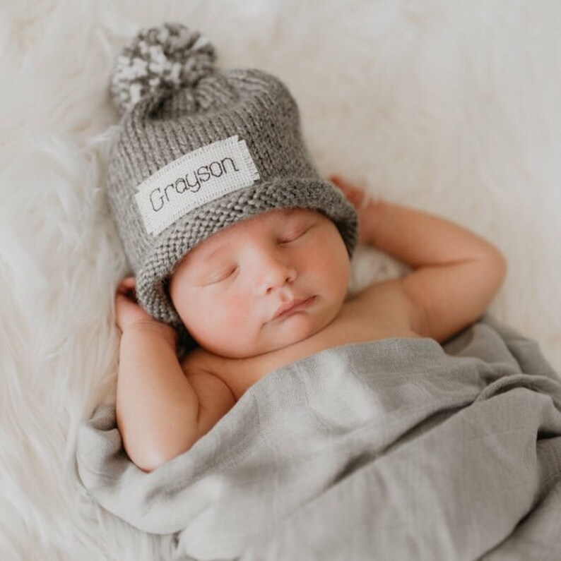 Knit Baby Hat Personalizednew Baby Newborn Hat Baby Girl Etsy