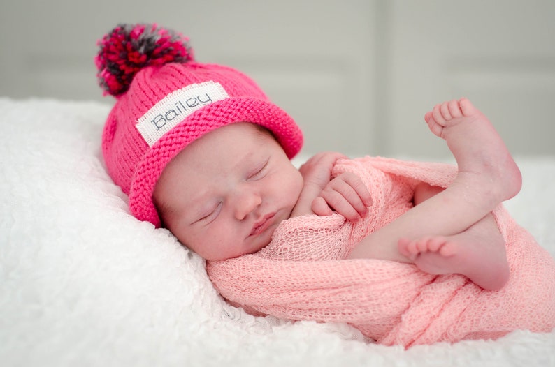 Personalized Baby Winter Hats Knit Baby Hat New Baby Etsy