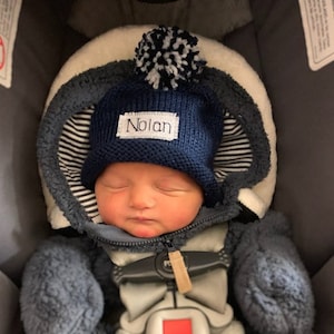Personalized Knit Preemie Hat: Newborn Announcement, NICU Gift