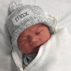 Personalized Knit Preemie Beanie: NICU Newborn Hat