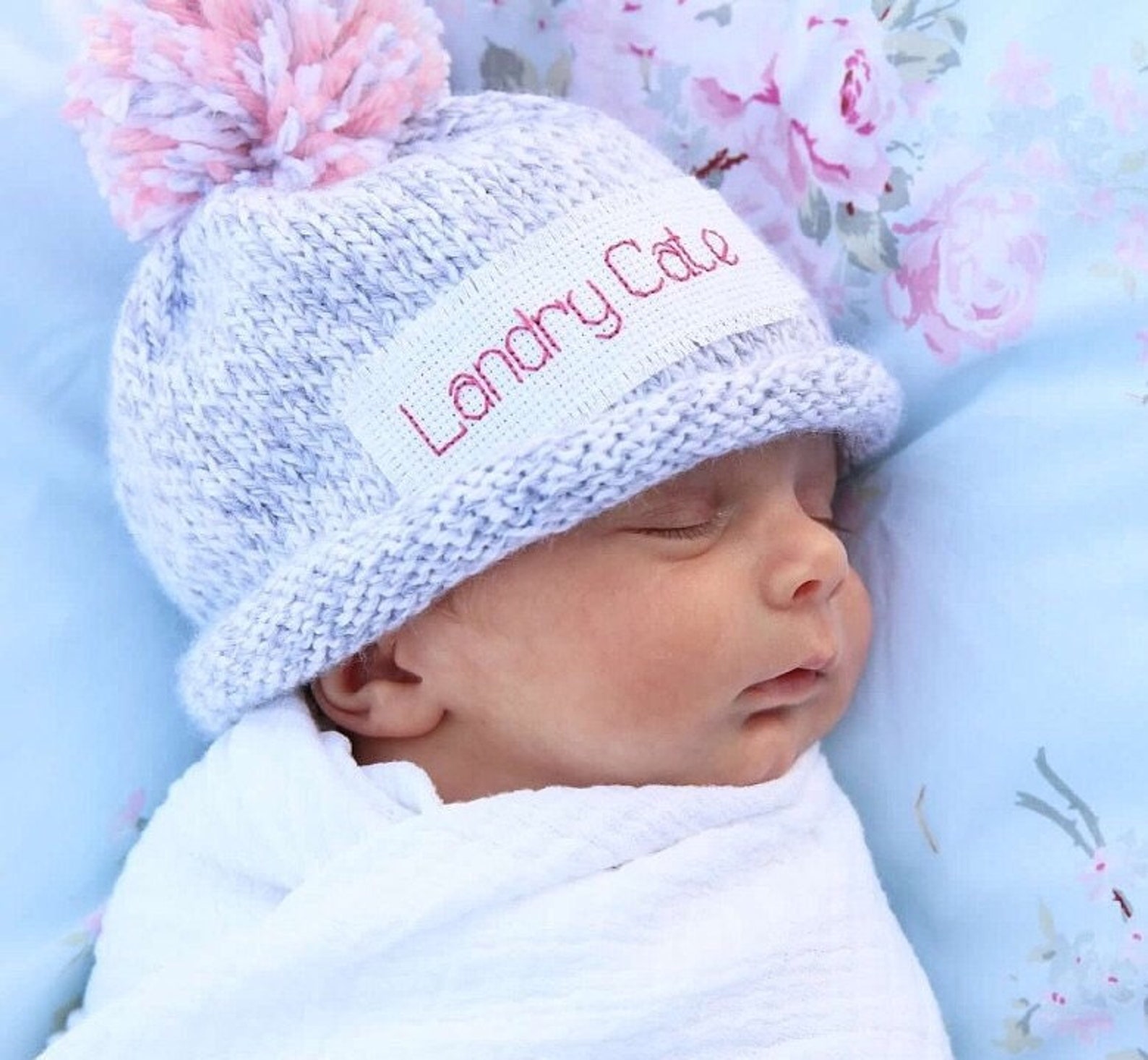 Knit Baby Hat Personalizednew Baby Newborn Hat Baby Girl Etsy