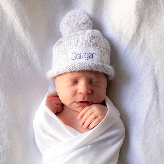 PERSONALIZED Football Baby Boy Hat Monogrammed Name Beanie Cap Monogram Newborn