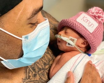Personalized Preemie Hat: Hand Knit Newborn Hospital Gift