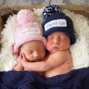 Knit Baby Hat: Personalized Monogram, Newborn Announcement