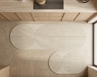 Japandi Kitchen Mat, Kitchen Runner Rug, Non Slip Kitchen Rug, Washable Floor Mat, Modern Kitchen Decor, Bathroom Entryway Mat, Minimalist