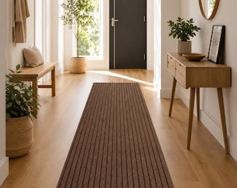 Self Adhesive Striped Carpet Runner, Peel and Stick Floor Runner, Non Slip Rug Roll, Cut to Size for Kitchen, Stairs, Entryway, Hallway, DIY