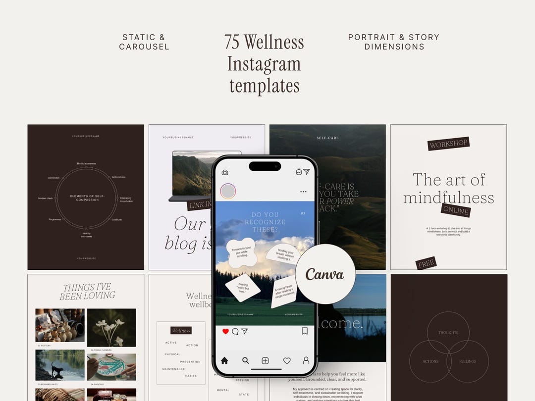 Wellness Coach Instagram Templates | 75 Designs | Canva Editable ...