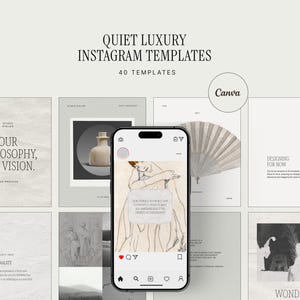 Plantillas de Canva para Instagram de lujo discreto / Diseños neutros seleccionados para diseñadores, creadores de contenido y gestores de redes sociales.