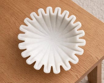 Weiße dekorative Marmorschale, Sunburst-Marmortablett, Marmor-Catchall-Teller, Schmucktablett, Eitelkeitsorganisator, Kaffeetisch-Dekorgeschenk