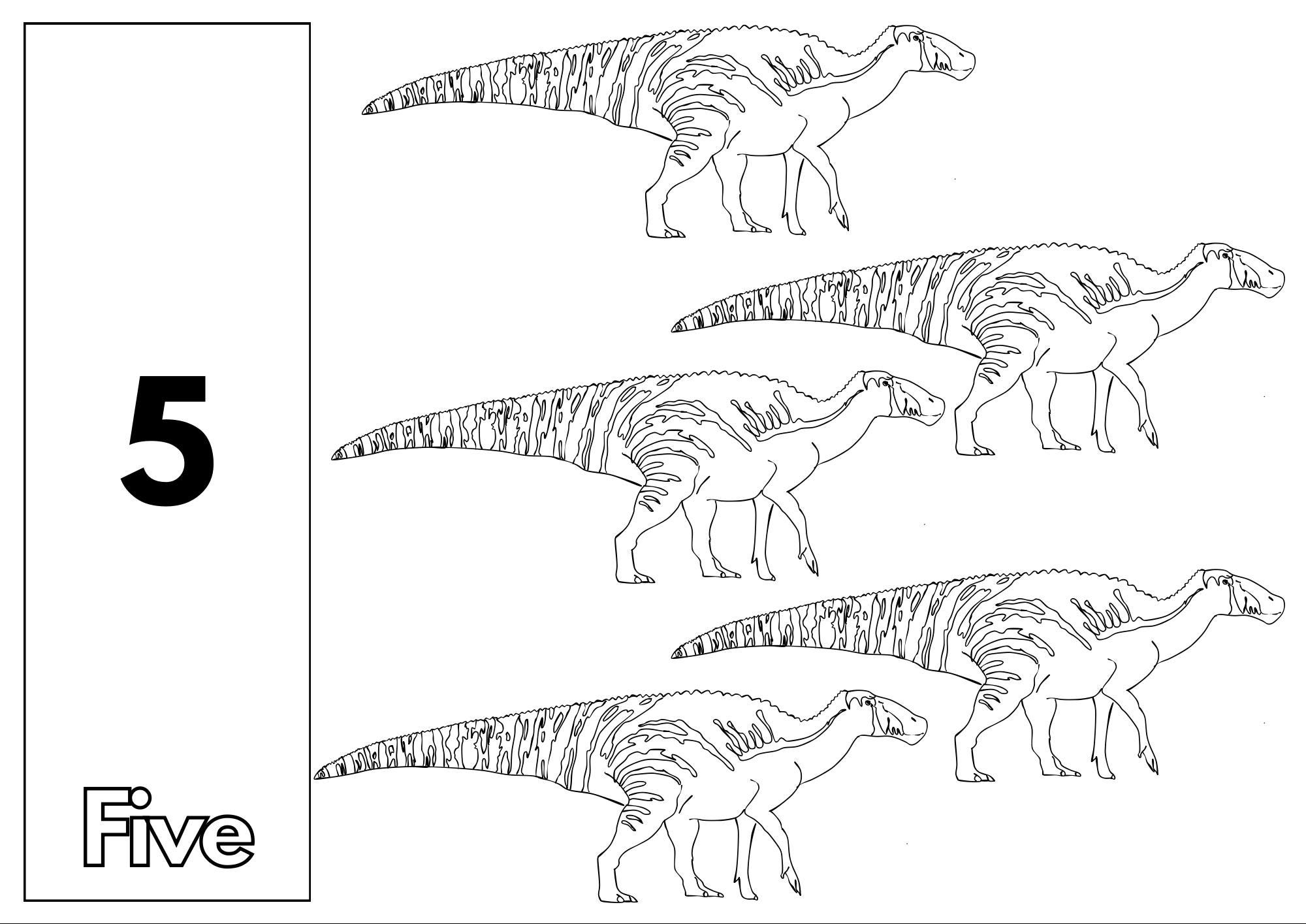 Dinosaur Numbers Coloring Pages 1-10 | 10 Printable 123 Coloring Sheets ...
