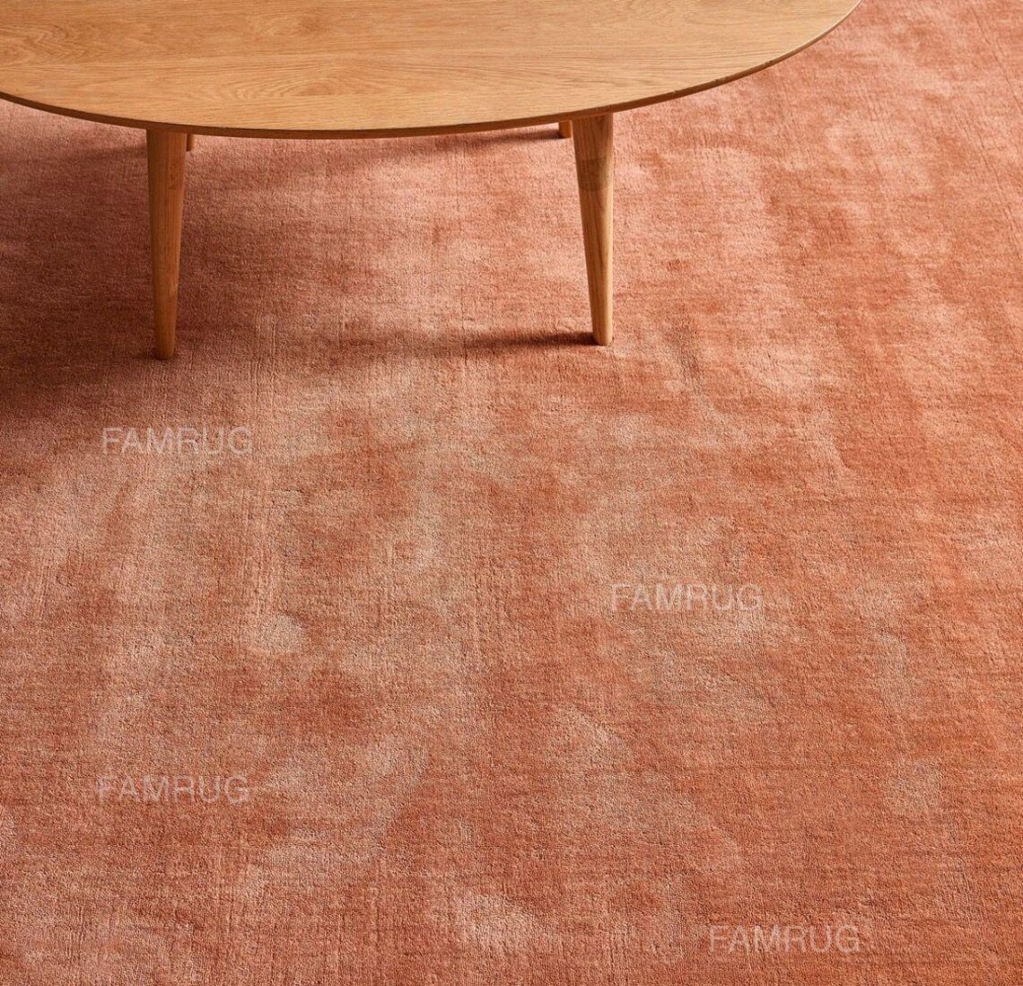 Hand Tufted Wool Rug | Rust Terracotta Solid Color Rug for Living Room ...