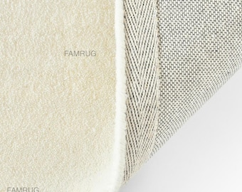 Hand Tufted Solid White Wool Area Rug For Living Room | Bedroom | Home Decor Carpet