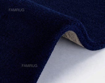 Hand Tufted Navy Blue Wool Rug | Plush Modern Carpet