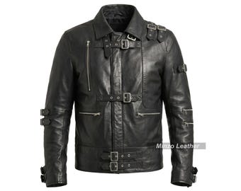 Chaqueta de cuero negra estilo motero de Michael Jackson – Abrigo icónico para hombre