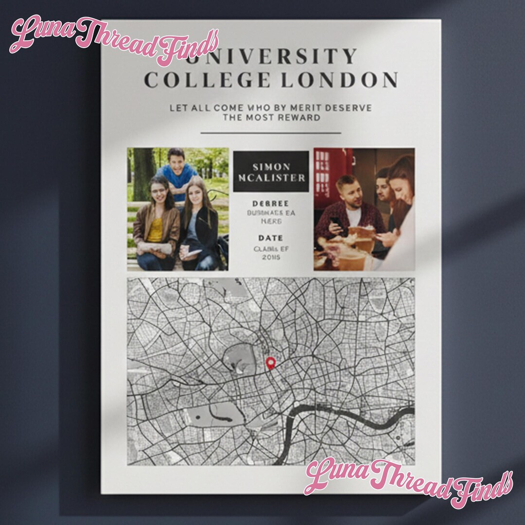 Graduation Map Personalized Canvas Print, Custom Location Wall Art ...