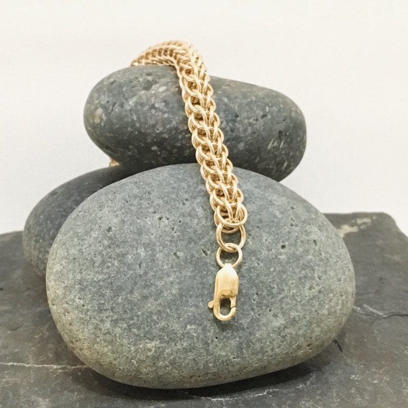 Artisan Jewelry Celebration Bracelet Handmade 14K Gold Filled Chainmaille Bracelet Handmade Chain Wedding Jewelry