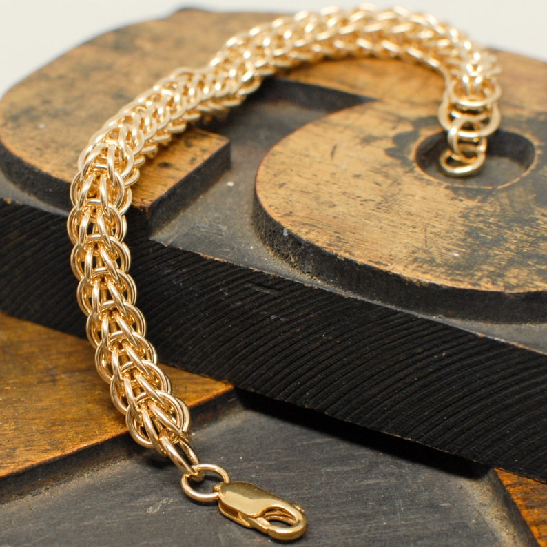 Artisan Jewelry Celebration Bracelet Handmade 14K Gold Filled Chainmaille Bracelet Handmade Chain Wedding Jewelry