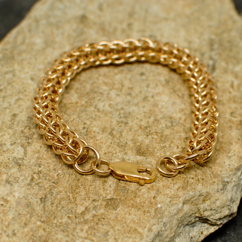 Artisan Jewelry Celebration Bracelet Handmade 14K Gold Filled Chainmaille Bracelet Handmade Chain Wedding Jewelry