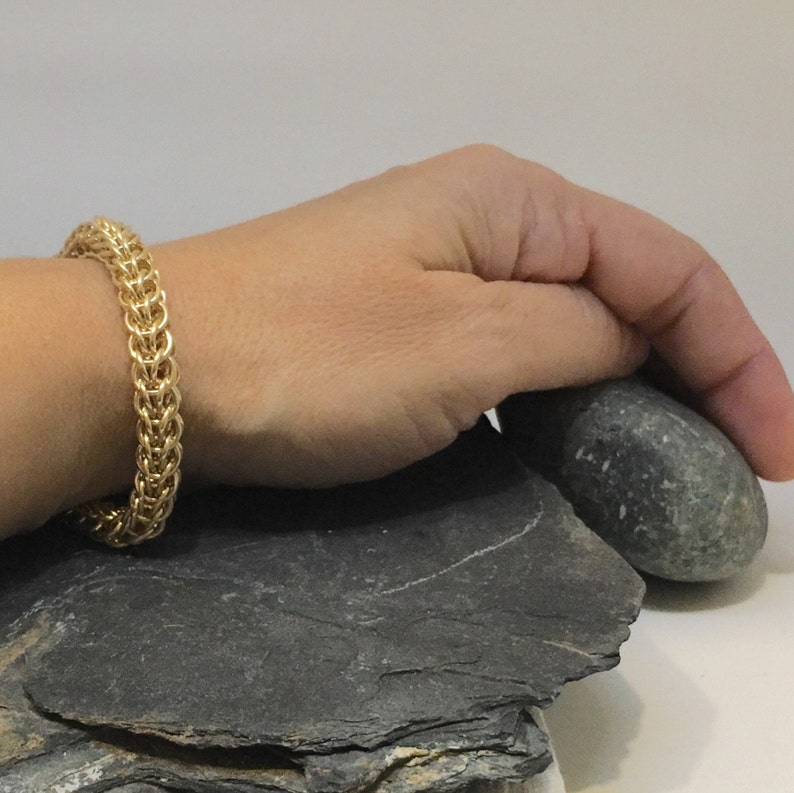 Artisan Jewelry Celebration Bracelet Handmade 14K Gold Filled Chainmaille Bracelet Handmade Chain Wedding Jewelry
