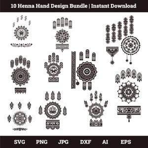 10 Bridal Mehndi Henna Designs | Traditional & Modern Eid, Wedding Hand Mehndi Patterns |  | Instant Download