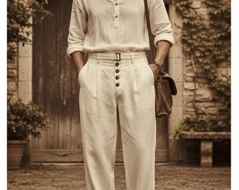 Vintage Nomad: 1940s-inspired Linen Pleated Pants . - Etsy