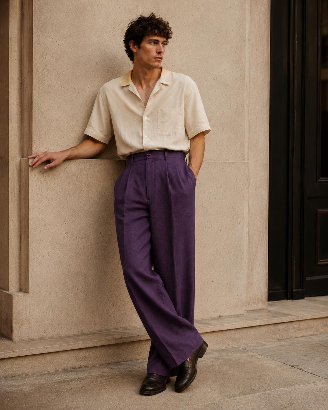 Purple Pleat Pants - Etsy