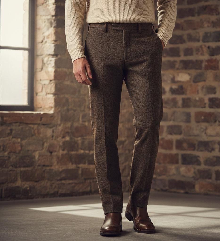 Mens Brown Tweed Pants