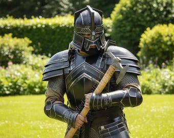 Handmade Medieval Black Knight Gothic Warrior Armor LARP & Cosplay Armor Bestest Gift for collectors