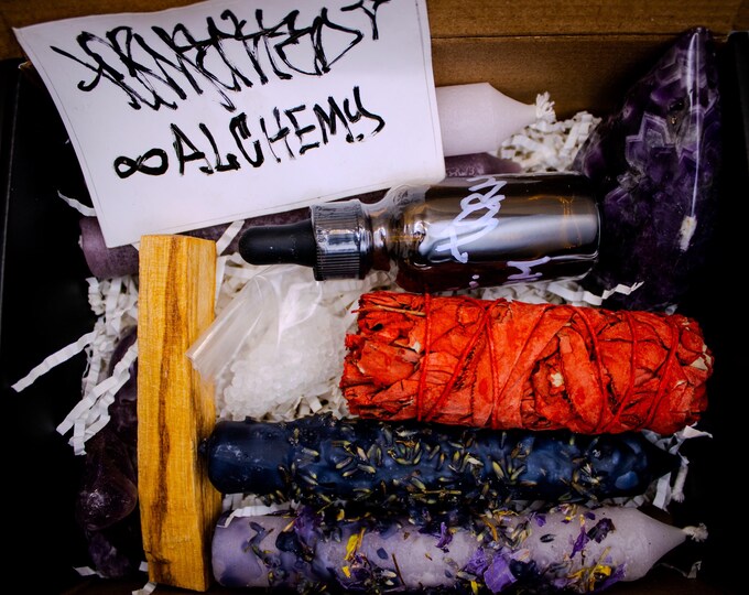 PROTECTION RITUAL KIT|  Dragon’s Blood, Palo Santo, Amethyst Dead, Sea Salt.