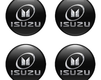 Isuzu Domed Stickers Epoxy Resin Silicone Emblem, Custom Car Decals Self Adhesive, Center Wheel Caps Rim Stickers - Set of 4