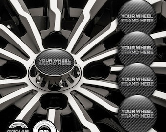 Custom Car Decals for Wheels, 3D Domed Rim Stickers, Resin Wheel Center Emblems (Set of 4), Performance Tuning Graphics