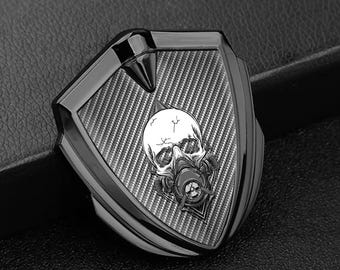 Stealth Chrome Skull Shield Badge, 3D Resin Tactical Decal