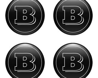 Brabus Domed Stickers Epoxy Resin Silicone Emblem, Custom Car Decals Self Adhesive, Center Wheel Caps Rim Stickers - Set of 4