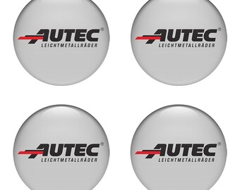 Autec Domed Stickers Epoxy Resin Silicone Emblem, Custom Car Decals Self Adhesive, Center Wheel Caps Rim Stickers - Set of 4