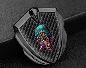 Custom 3D Metal Shield Sticker, Black & Gold Resin Car Emblem, 3D Domed Gaming Decal for Automotive Tuning