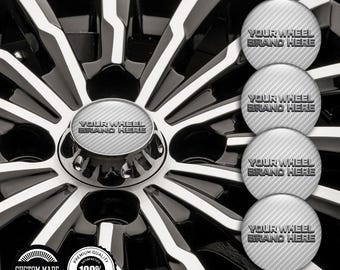 Custom Car Decals for Wheels, 3D Wheel Hub Sticker Set, Resin Domed Center Cap Emblems (Set of 4)