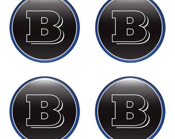 Brabus Self Adhesive Decals Car Logo Decals Domed Wheel Caps, Center Wheel Caps Wheel Hub Sticker, Car Accessory Epoxy Sticker - Set of 4