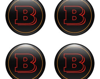 Brabus Custom Car Decals Sticker Decals Logo Sticker, Self Adhesive Decals Car Accessory, Domed Stickers Epoxy Resin Emblems - Set of 4