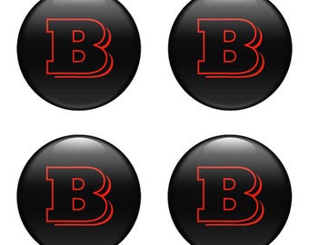 Brabus Rim Stickers Wheel Hub Sticker Center Wheel Caps, Domed Stickers Epoxy Resin, Car Accessory Custom Car Decals Sticker Decals - 4pcs