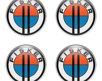 Fisker Silicone Emblem Domed Wheel Caps Wheel Hub Sticker, Custom Car Decals Car Accessory, Self Adhesive Decals Sticker Decals - Set of 4