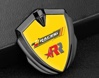 Custom Carbon Fiber Style Car Emblem, Metal Shield Badge for Racing & Performance Styling