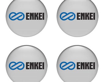 Enkei Domed Stickers Epoxy Resin Silicone Emblem, Custom Car Decals Self Adhesive, Center Wheel Caps Rim Stickers - Set of 4