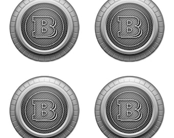 Brabus Silicone Emblem Domed Wheel Caps Wheel Hub Sticker, Custom Car Decals Car Accessory, Self Adhesive Decals Sticker Decals - Set of 4