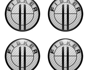 Fisker Rim Stickers Wheel Hub Sticker Center Wheel Caps, Domed Stickers Epoxy Resin, Car Accessory Custom Car Decals Sticker Decals - 4pcs