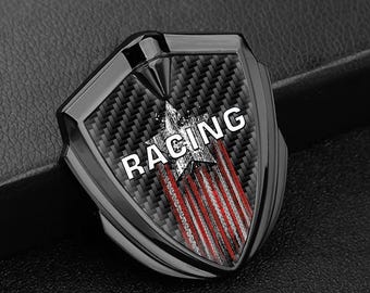 Personalized Racing Team Logo Hood Ornament, Custom Car Enthusiast Gift, 3D Shield Emblem for Garage Decor