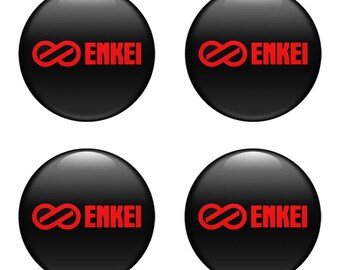 Enkei Wheel Cap Stickers Rim Stickers Center Wheel Caps, Domed Wheel Caps Wheel Hub Sticker, Custom Car Decals Car Accessory - Set of 4